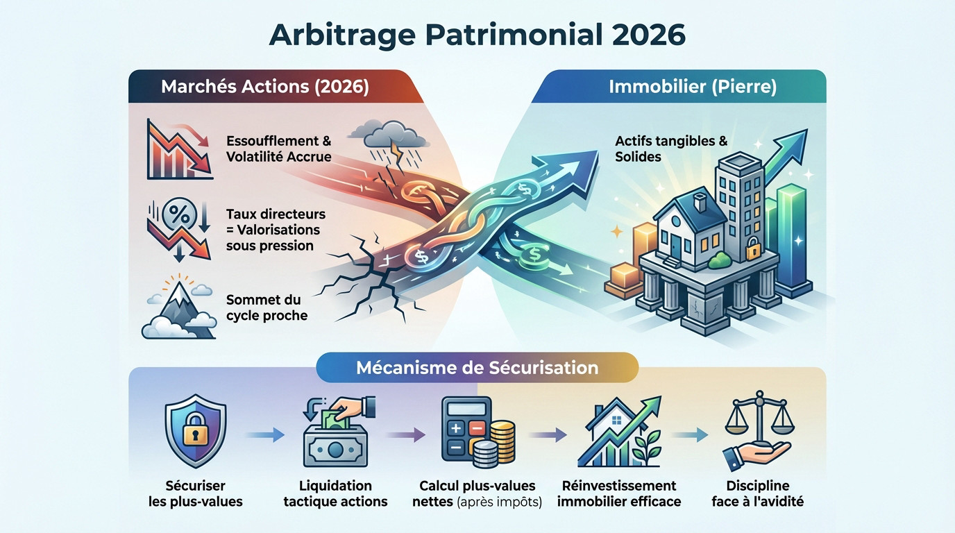 Arbitrage patrimonial 2026 : sécuriser ses gains boursiers dans l'immobilier