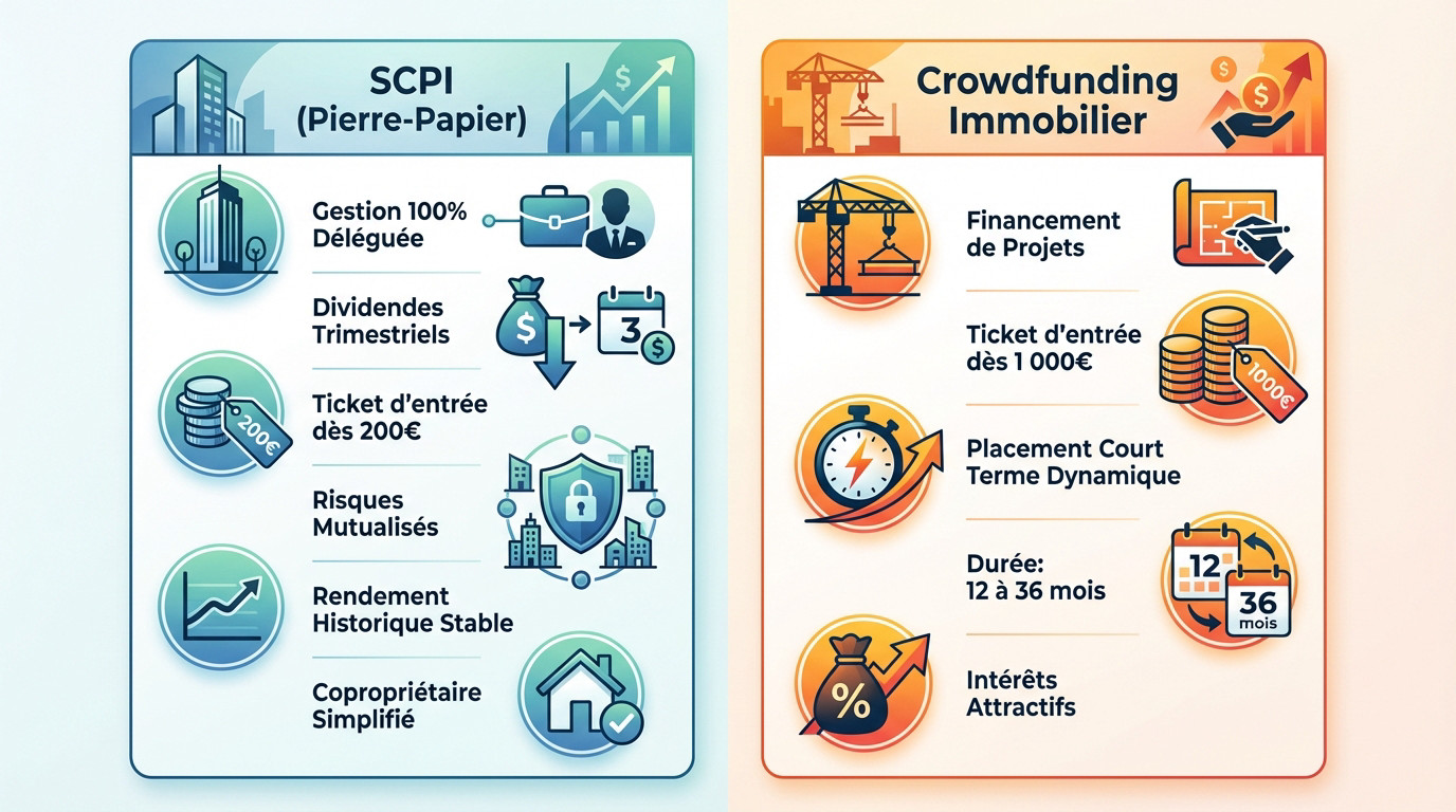 Comparaison entre l'investissement en SCPI et le crowdfunding immobilier