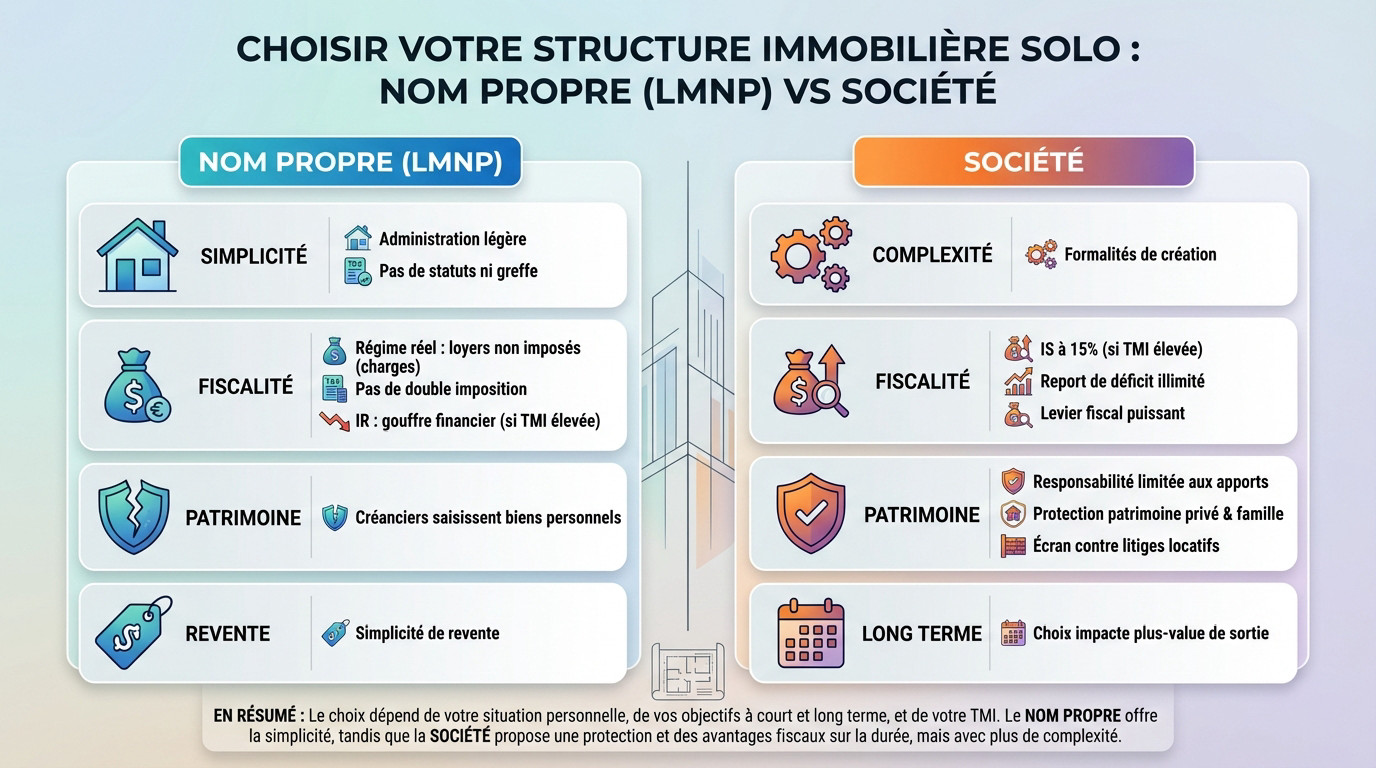 Comparaison entre investissement immobilier en nom propre LMNP et en société type SASU