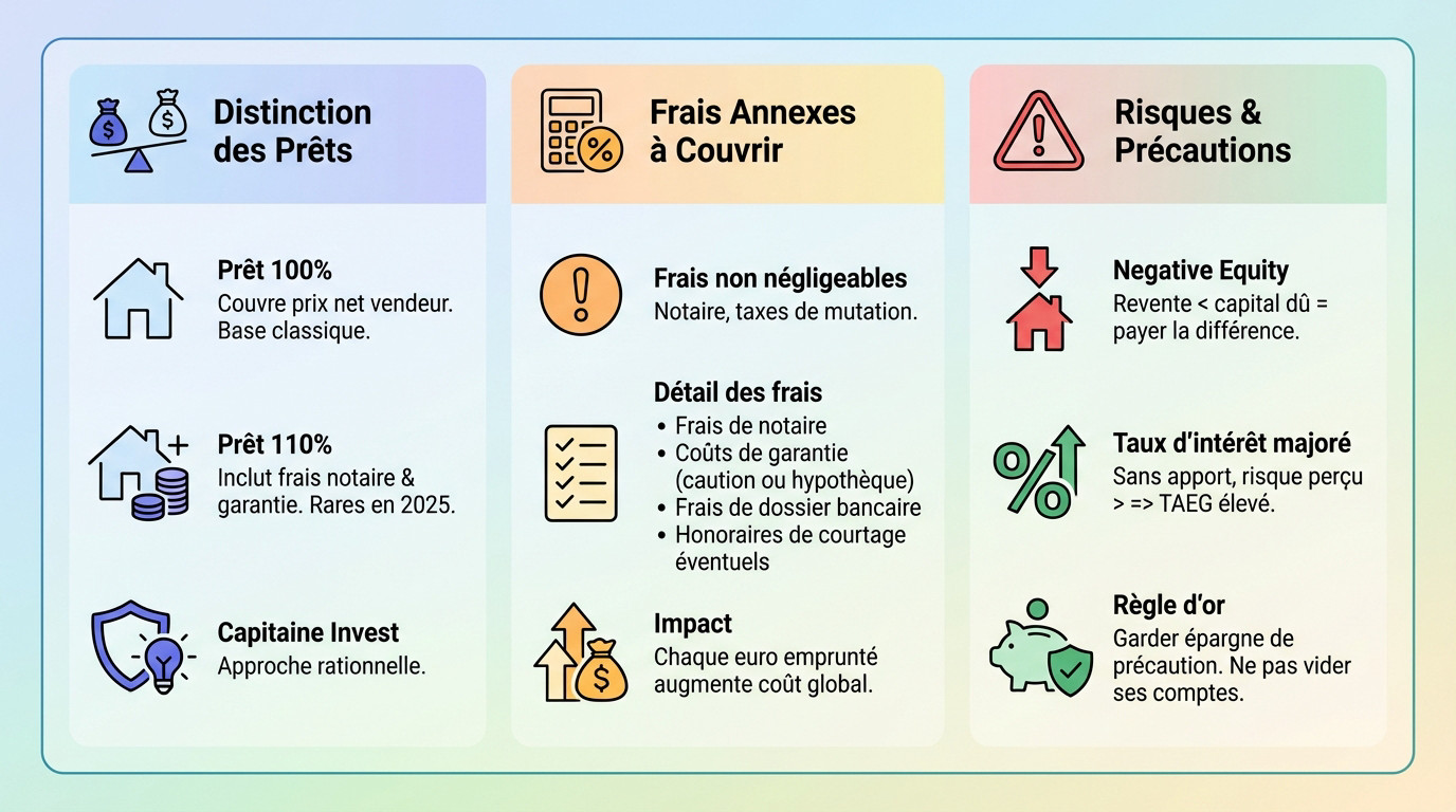 Analyse des coûts et risques d'un prêt immobilier à 110 pour cent sans apport